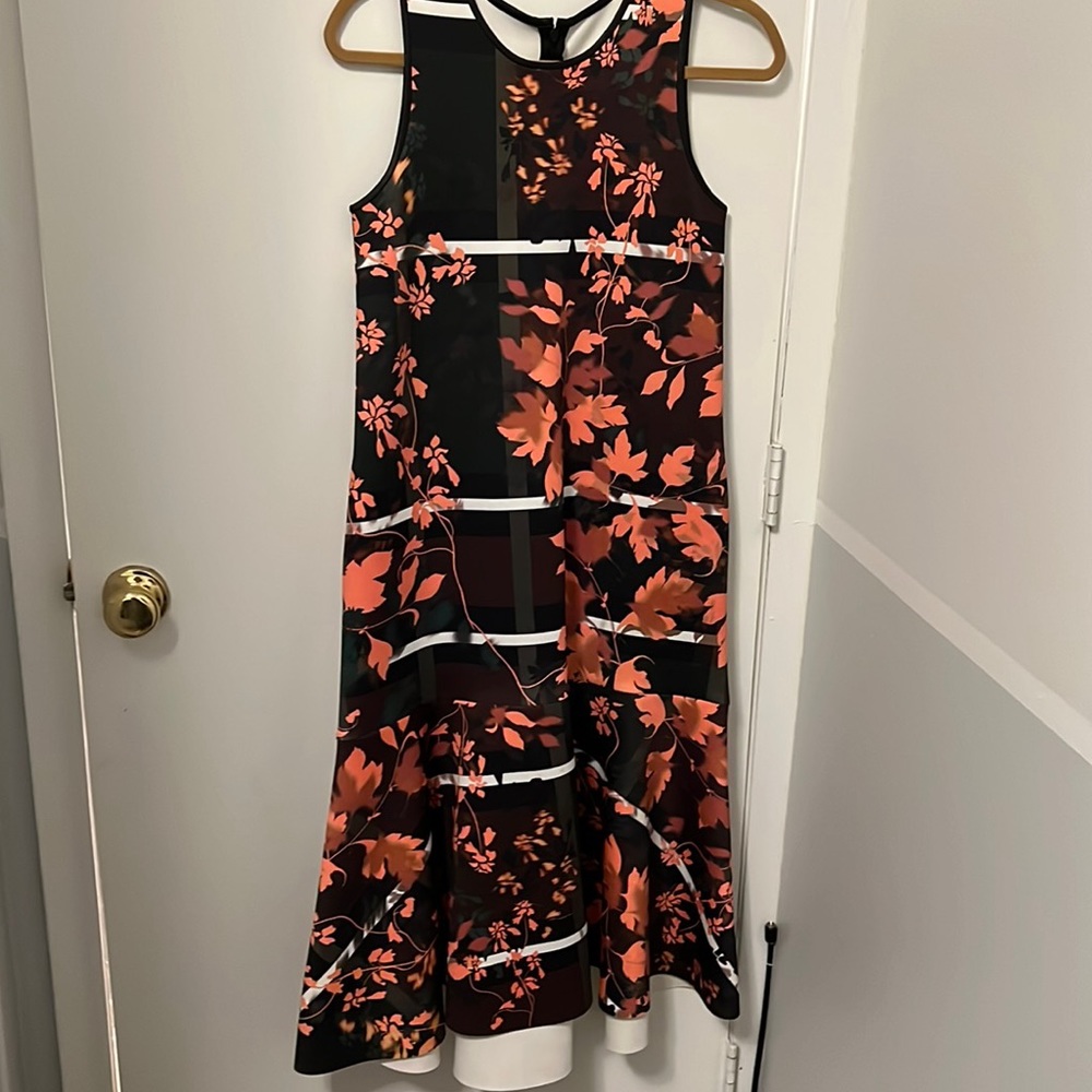 Clover Canyon sleeveless neoprene fall leaves dress, size XS